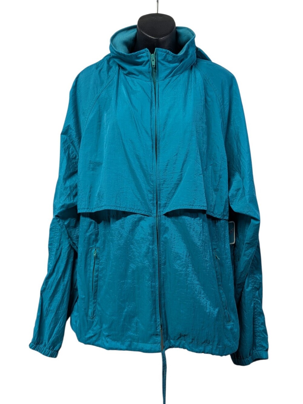 totes Men's Blue Hooded Windbreaker Jacket Full Zip Stand-Up Collar Size L NWT